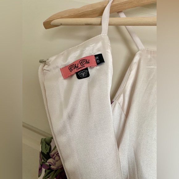 Chi Chi London Purple & White Floral Knee Length Dress Size UK 10/US 6 - Picture 3 of 7